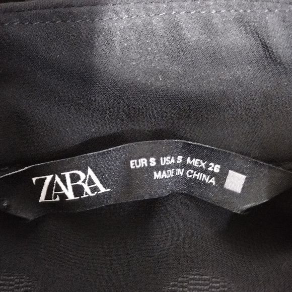 Zara Sheer Swiss Dot Blouse Women's S Black Retro Boho Y2K Fairy Grunge - Picture 8 of 9